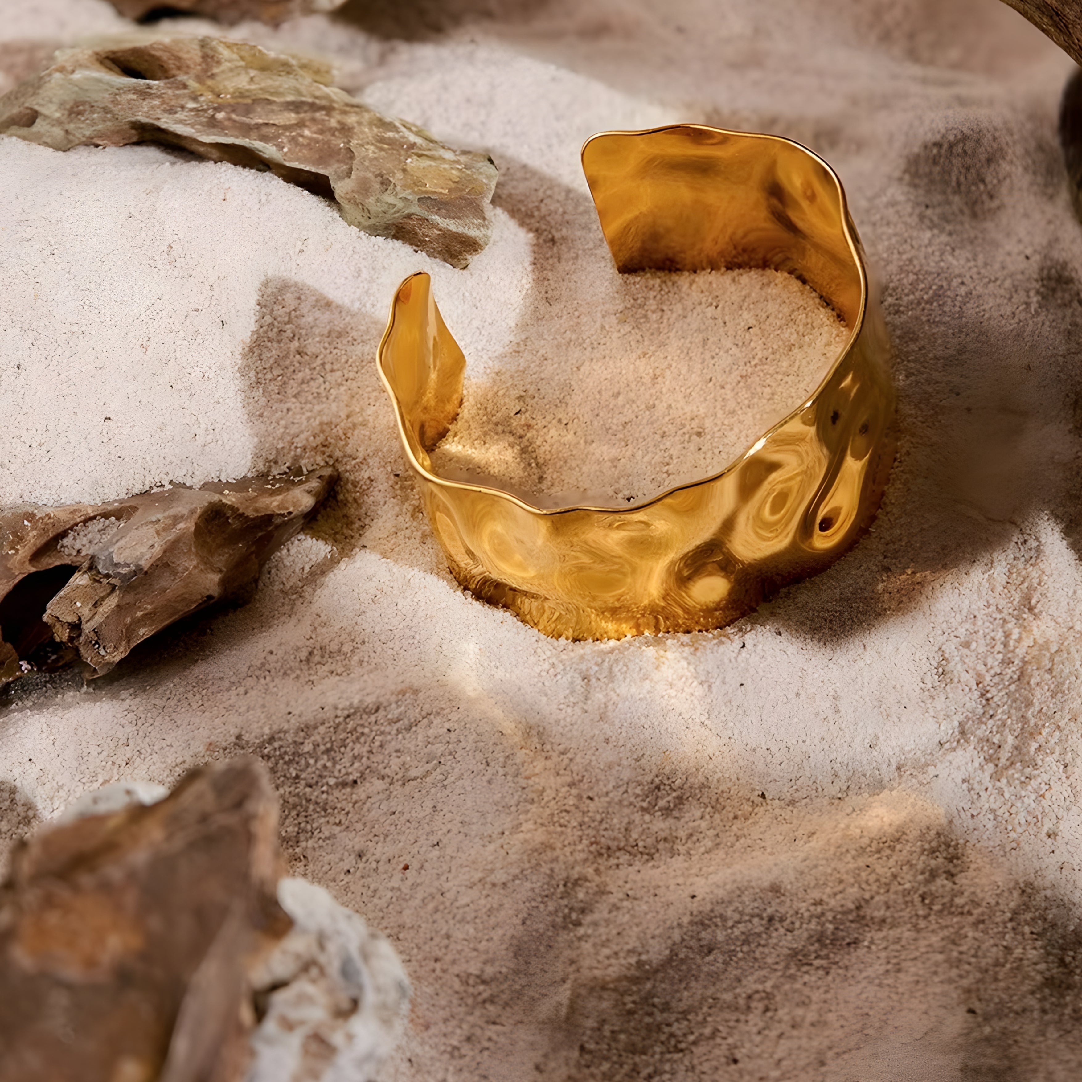 Solace Irregular Gold Cuff Bracelet