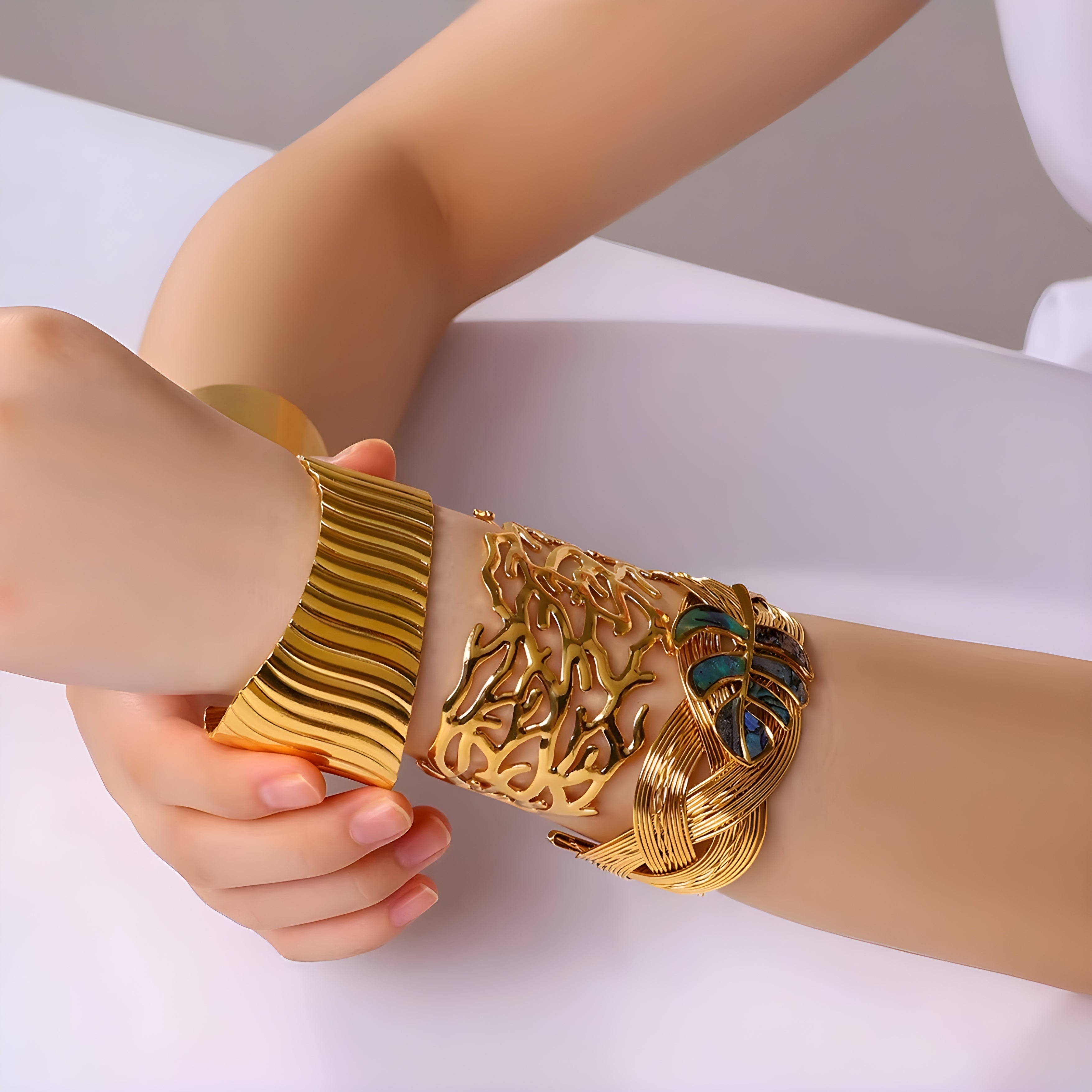 Glow Irregular Gold Cuff Bracelet
