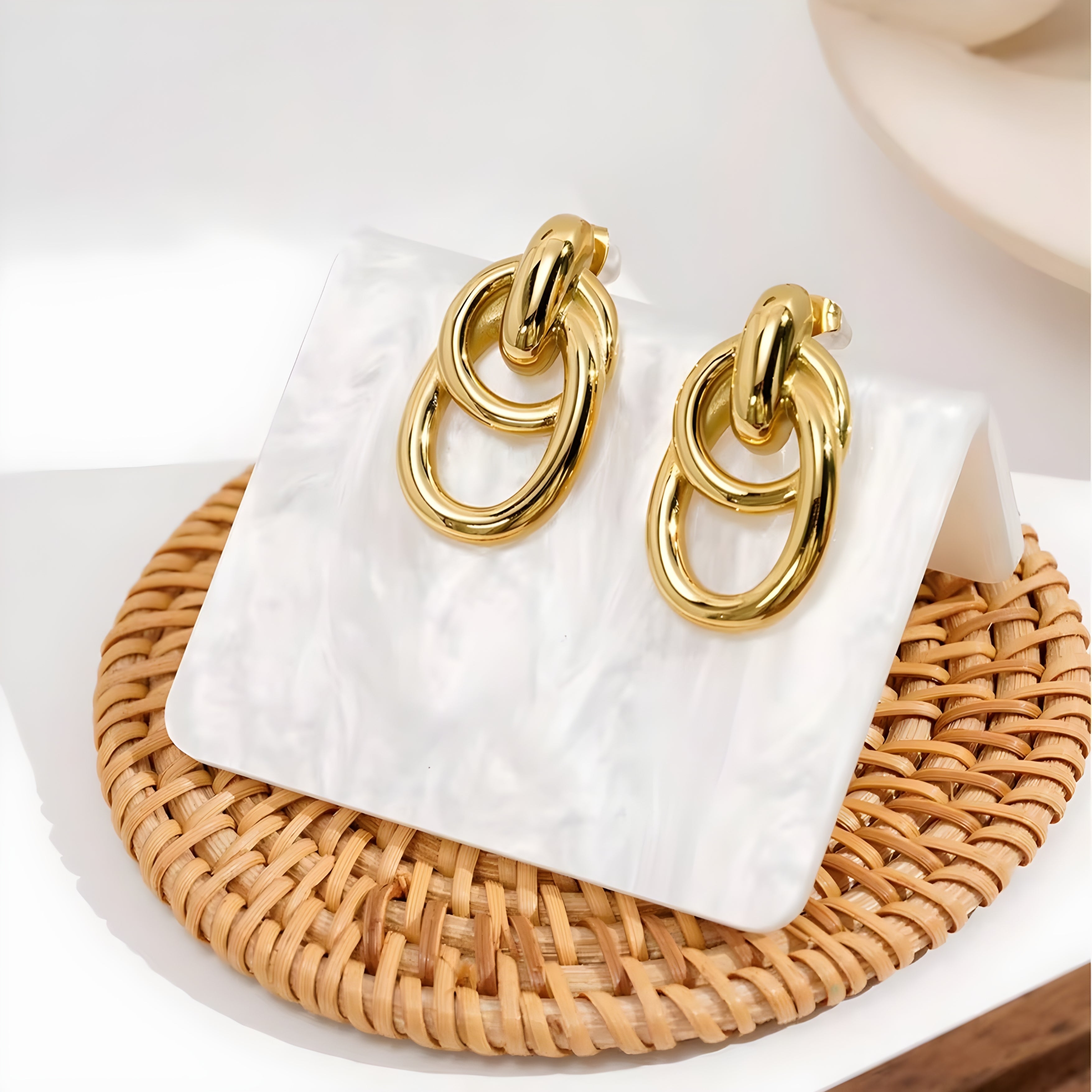 Chain Double Circle Earrings