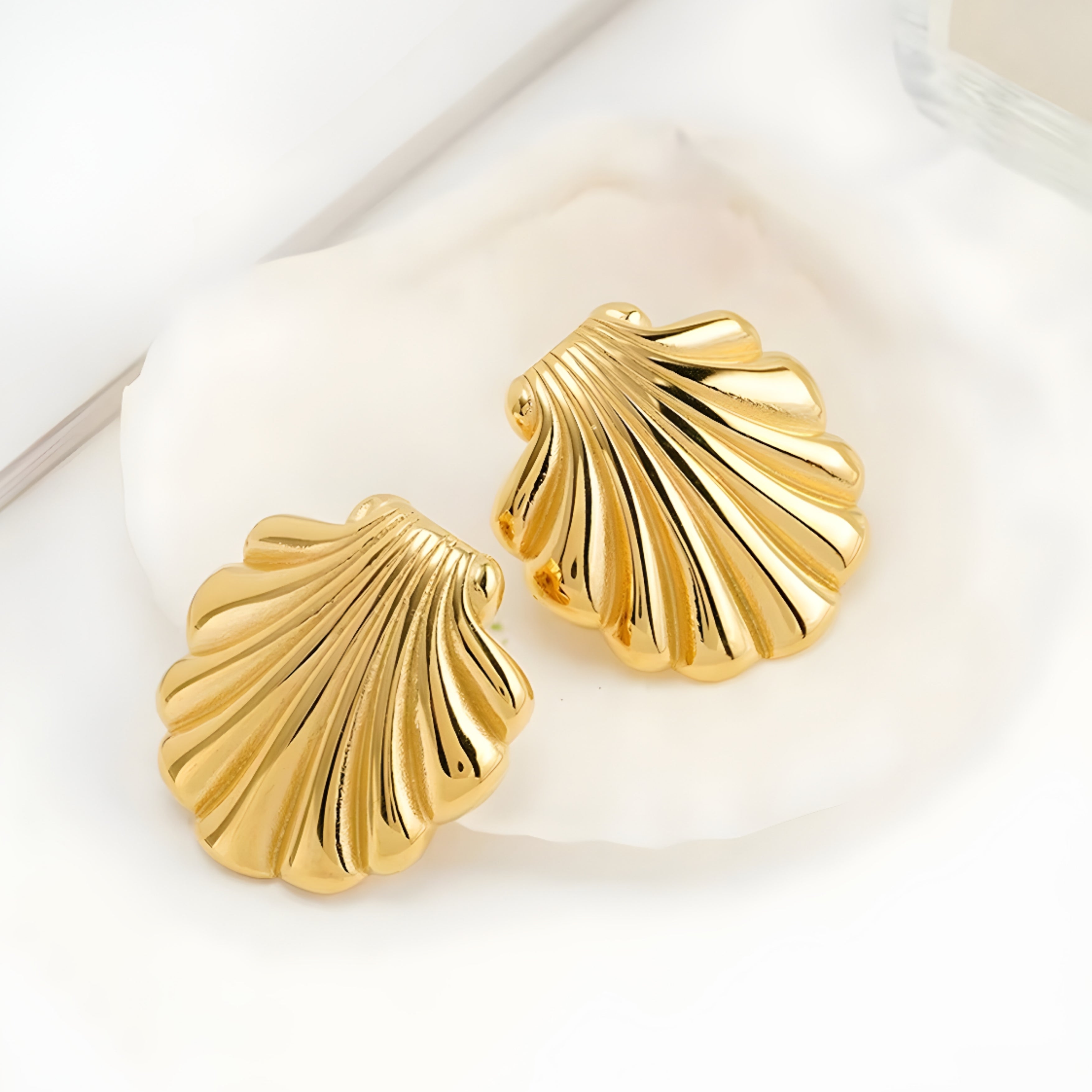 Nerida Golden Shell Studs