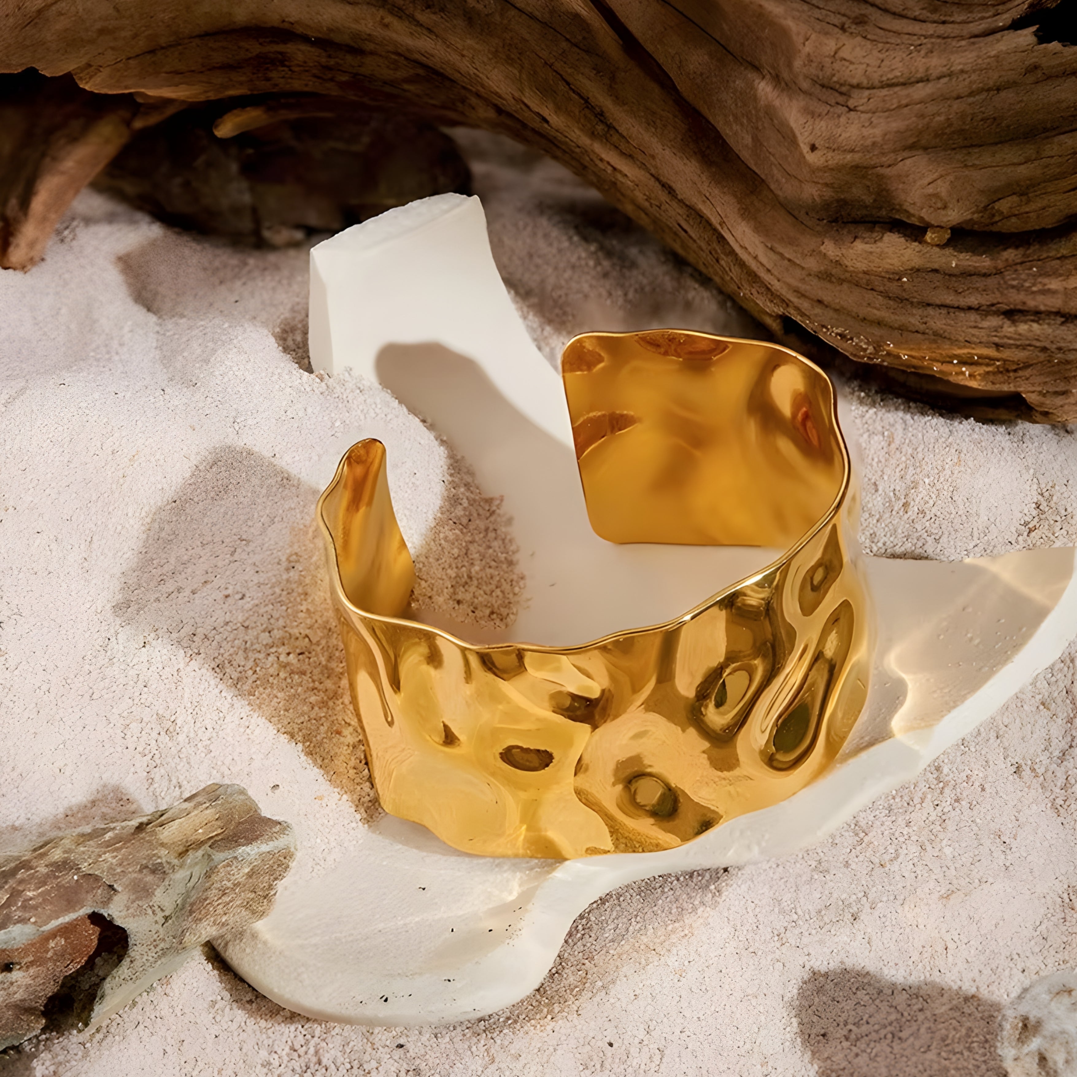 Solace Irregular Gold Cuff Bracelet