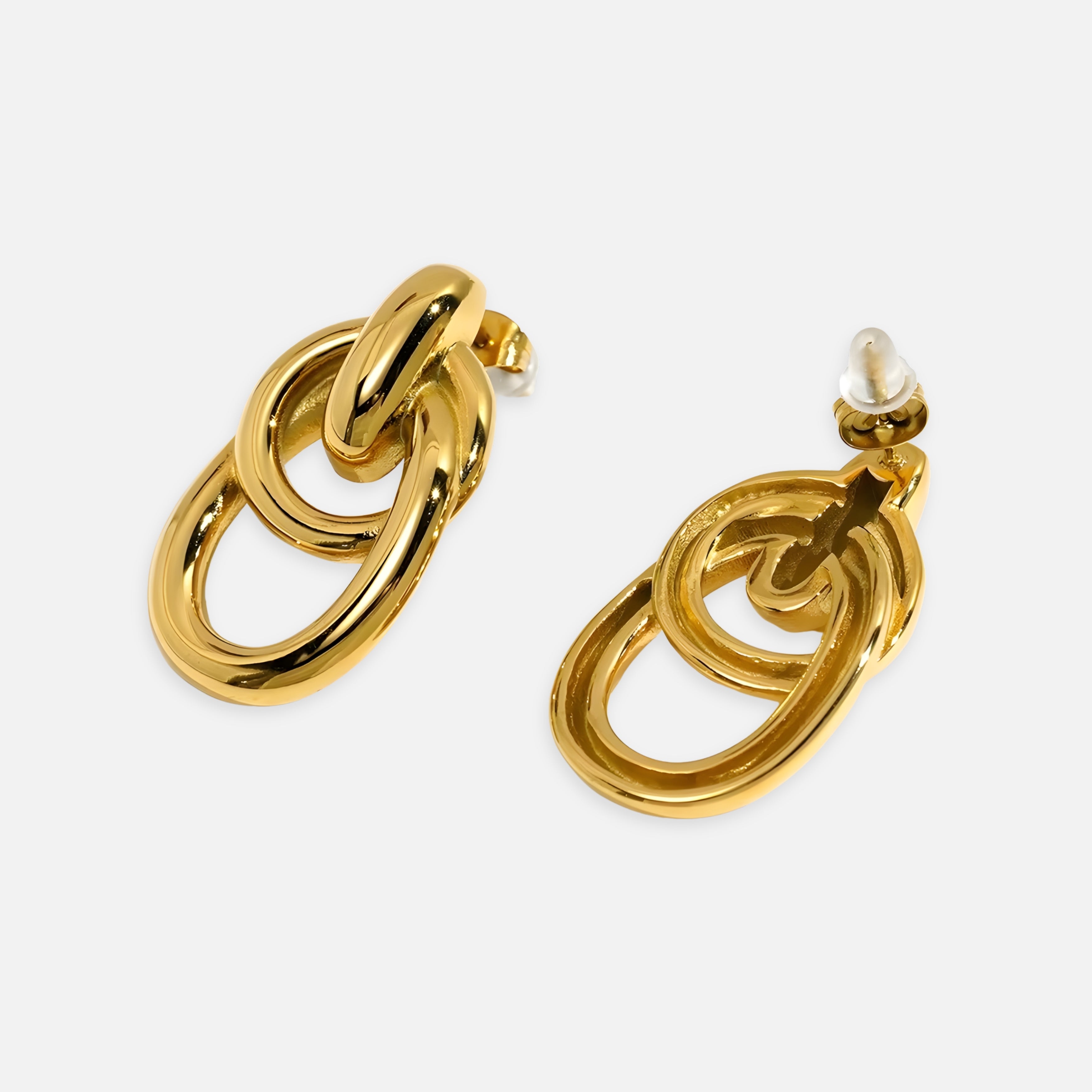 Chain Double Circle Earrings