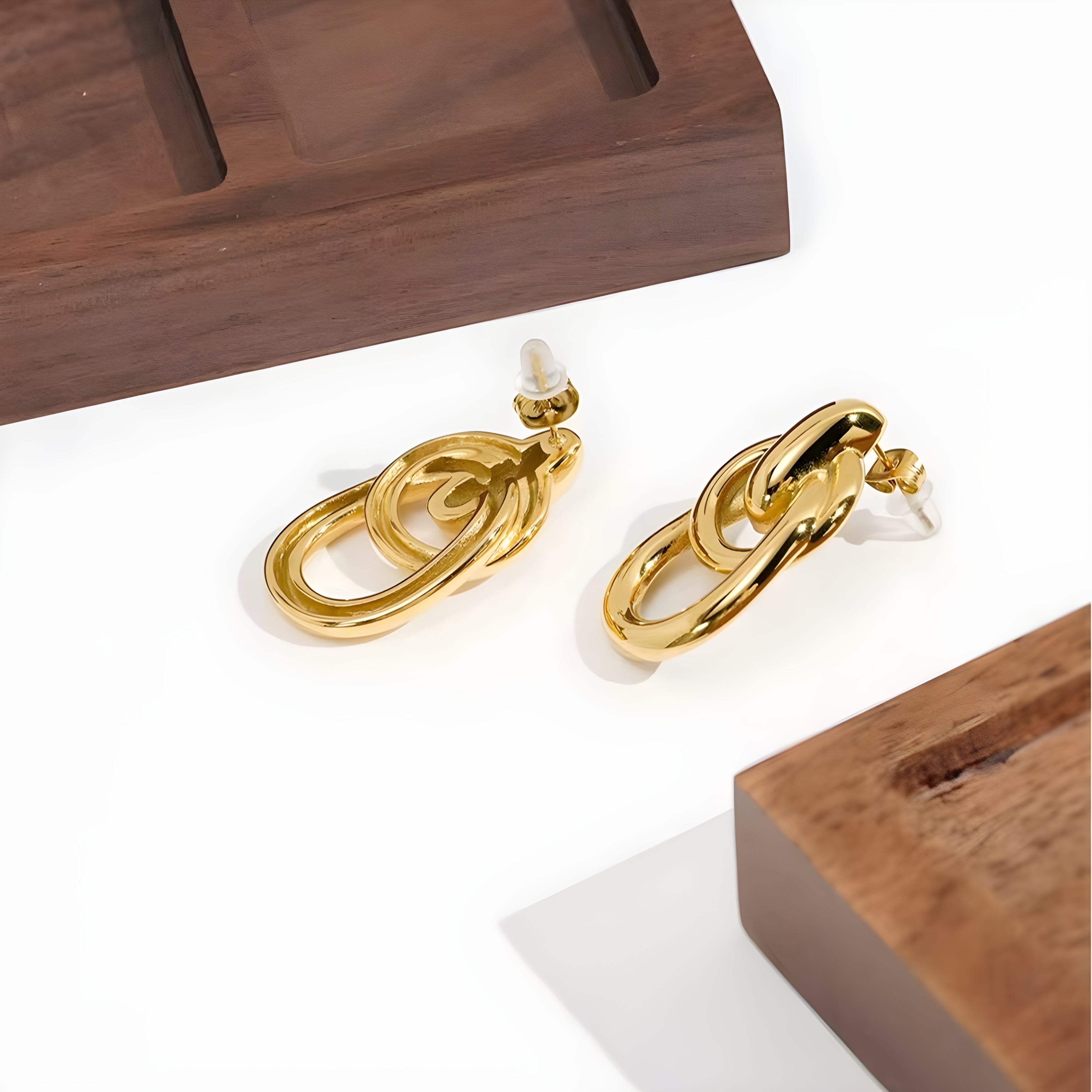 Chain Double Circle Earrings