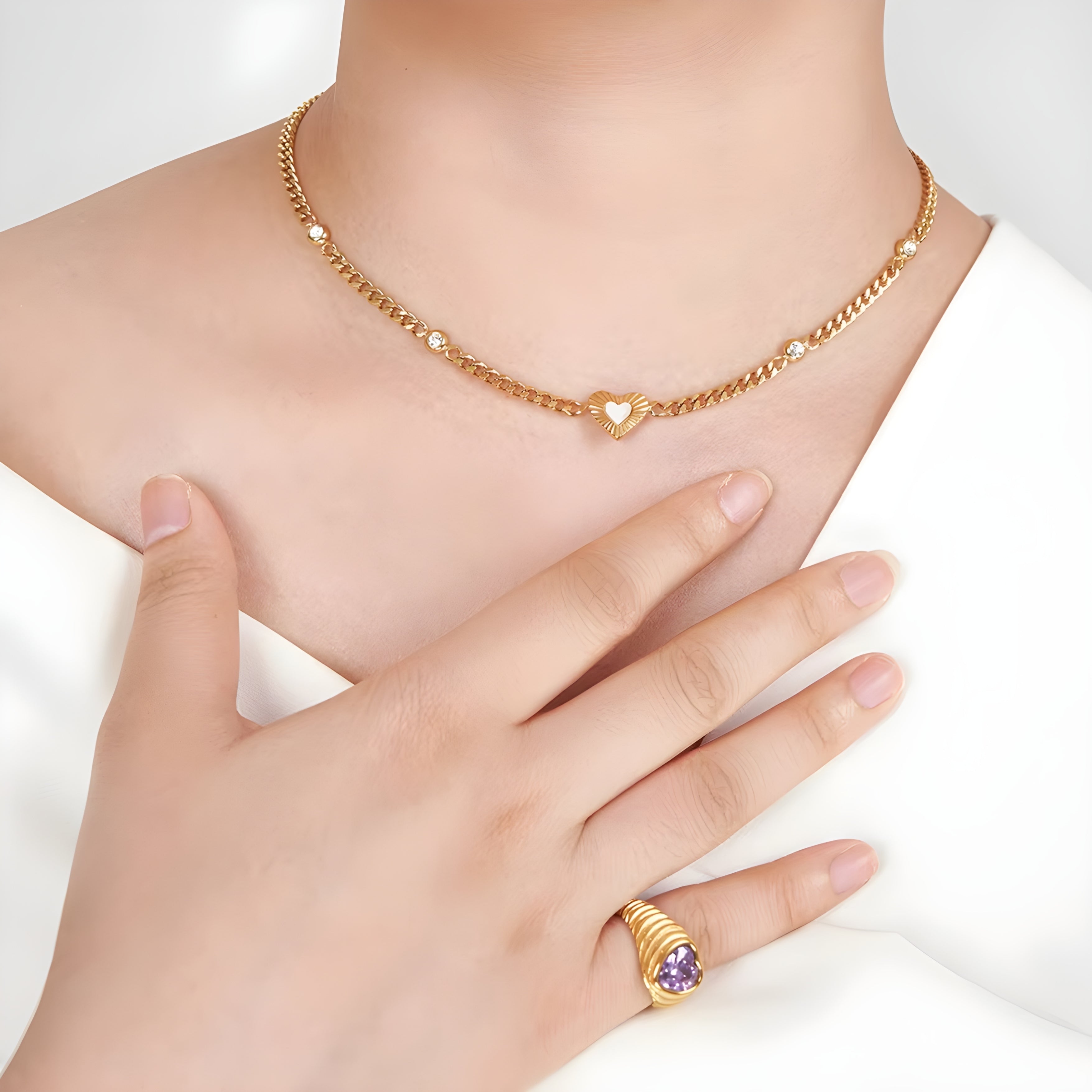 Lovia Heart Chain Gold Necklace